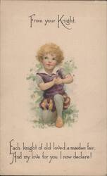 From Your Knight Child in Knight Costume with Romantic Poem Postcard