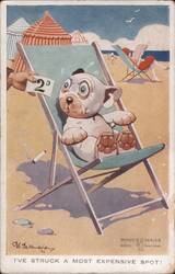 Bonzo the Dog on Beach Offered 2 Pence, 'Most Expensive Spot!' Postcard