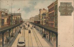 Elevated Railroad and Bowery, New York Postcard