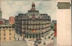 Old Post Office Building, New York City, with Streetcars and Carriages Postcard