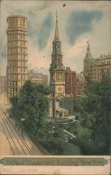 St. Paul's Chapel and Tall Building, New York Postcard