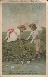 Children by Pond, Angels Guard Us Round, Transparency Card Postcard