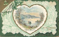 Lakes of Killarney, St. Patrick's Day Shamrocks & Lace Postcard