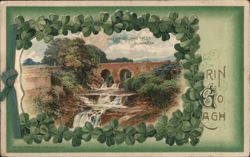 Mill Bridge and Falls, Buncrana, Ireland - Shamrock Border Postcard