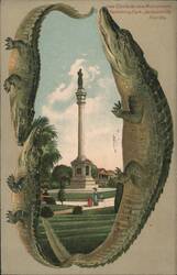 Alligator Border S642 Confederate Monument, Hemming Park, Jacksonville, FL Postcard