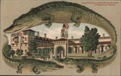 Alligator Border S545 Entrance to Hotel Ponce de Leon, St Augustine, Florida Postcard