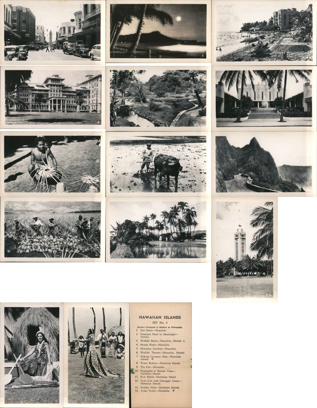 Set of 14: Set #4 Hawaiian Islands Scenes, Waikiki Beach, Diamond Head, Hula