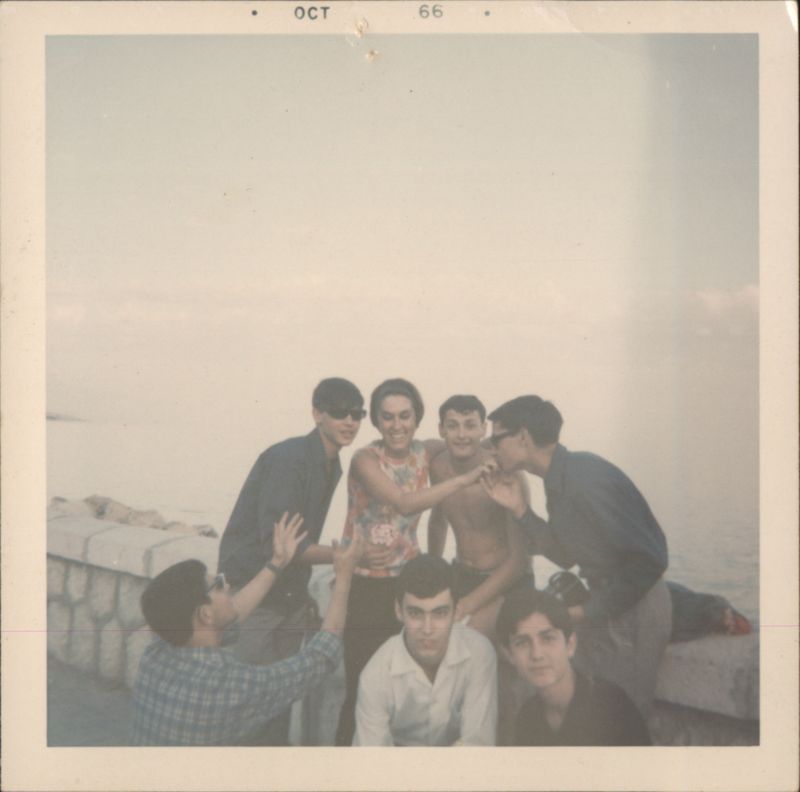 Group of Young People by Water, Malaga, OCT 66 Spain