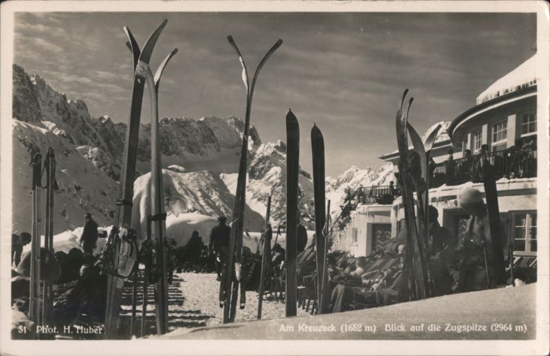 Am Kreuzeck with Zugspitze View, Skiers & Lodge Garmisch-Partenkirchen Germany