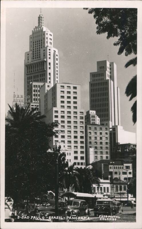 São Paulo City Panorama, Banespa Building, Street Scene Brazil
