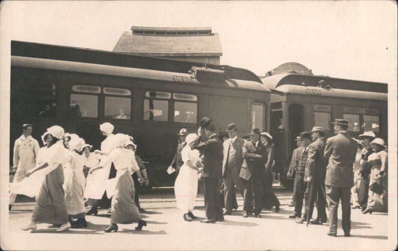 First Annual Banquet May 24, 1913 with Train Cars Unidentified People