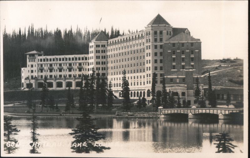 Chateau Lake Louise with Lake and Bridge AB Canada