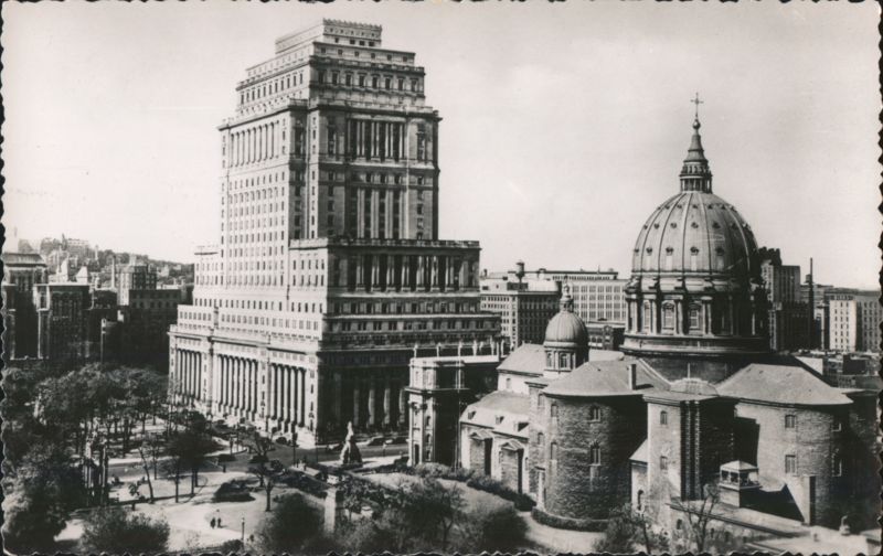 Dominion Square, Montreal with Sun Life Building & Cathedral