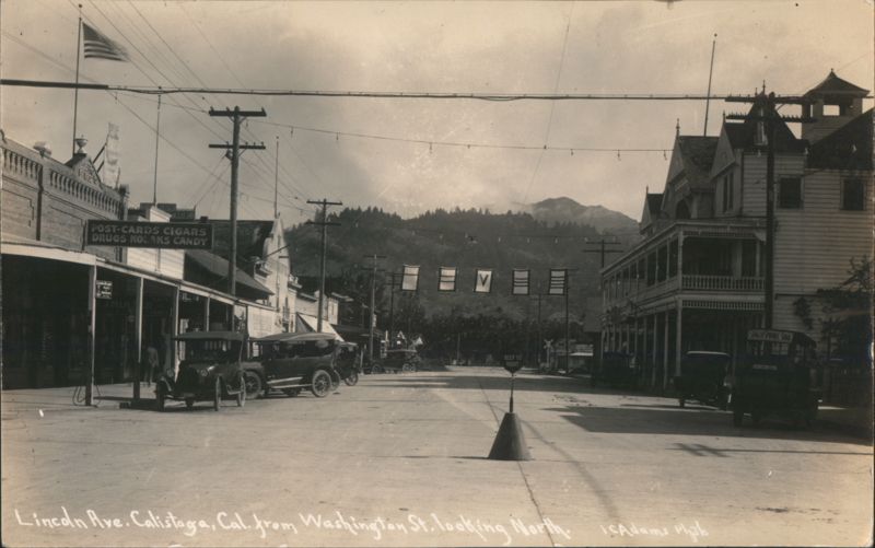 Lincoln Ave. Calistoga from Washington St. looking North California