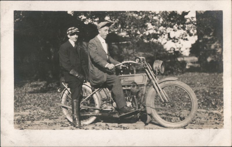 c1910 Two Men with Harley-Davidson Motorcycle Motorcycles