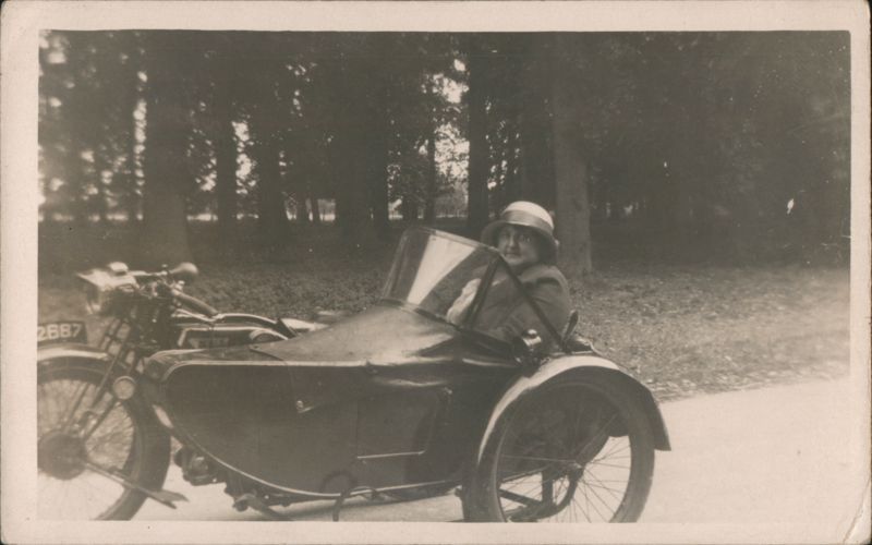 Woman in Motorcycle Sidecar Motorcycles