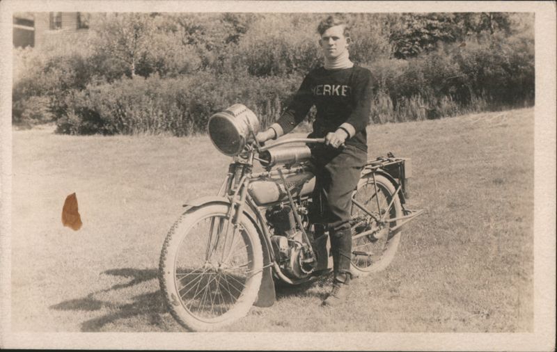 Herman Dill on Flying Merkel Motorcycle, Cleveland Run