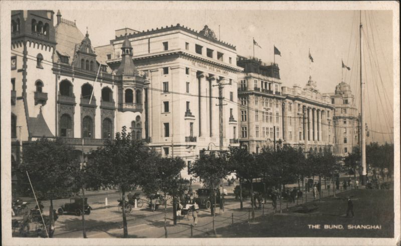 The Bund, Shanghai Street Scene, Buildings, Sailboat