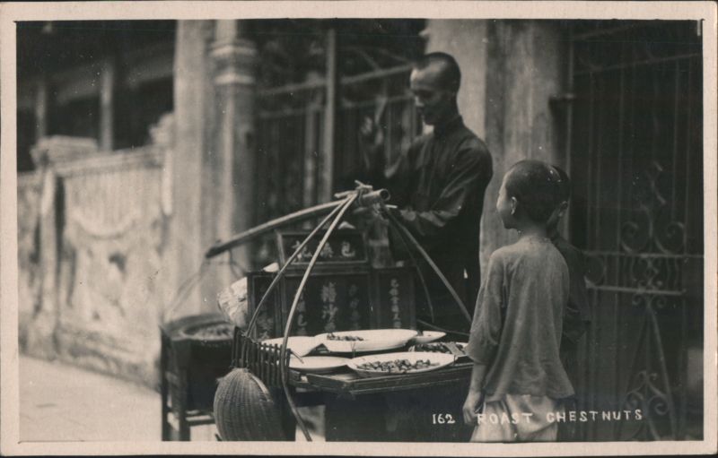 Street Vendor Selling Roast Chestnuts