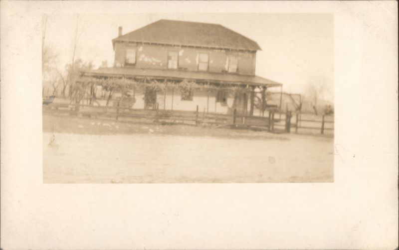 Rose Station House with Porch and Fence Grapevine California
