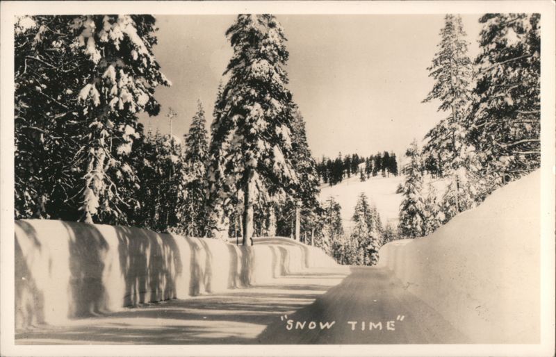 Snow Time - Road through snowy forest Truckee California