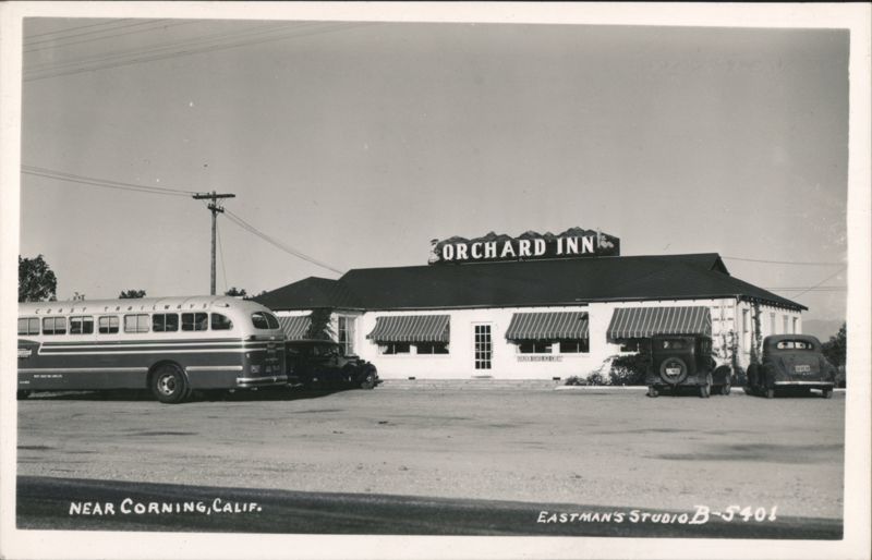 Orchard Inn with Coast Trailways Bus, Corning, CA California