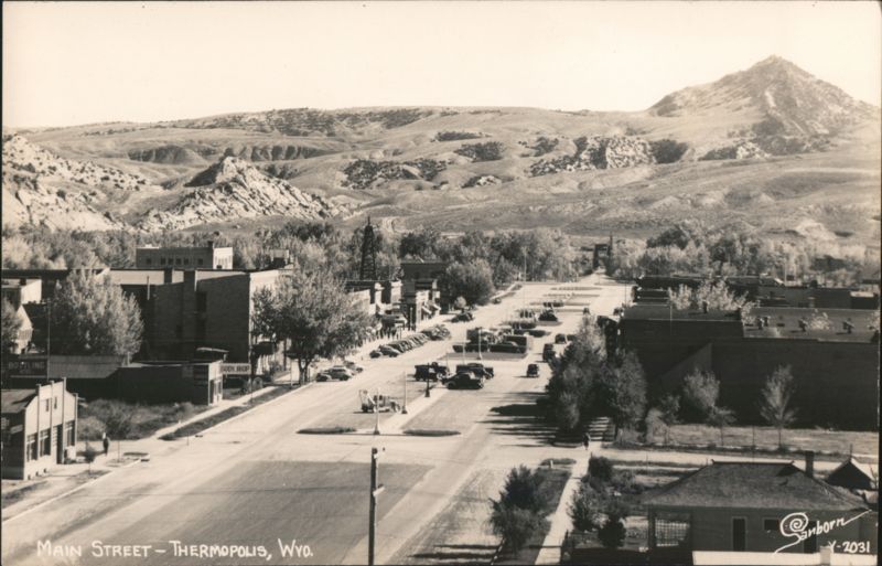 Main Street, Thermopolis with Hills in Background Wyoming
