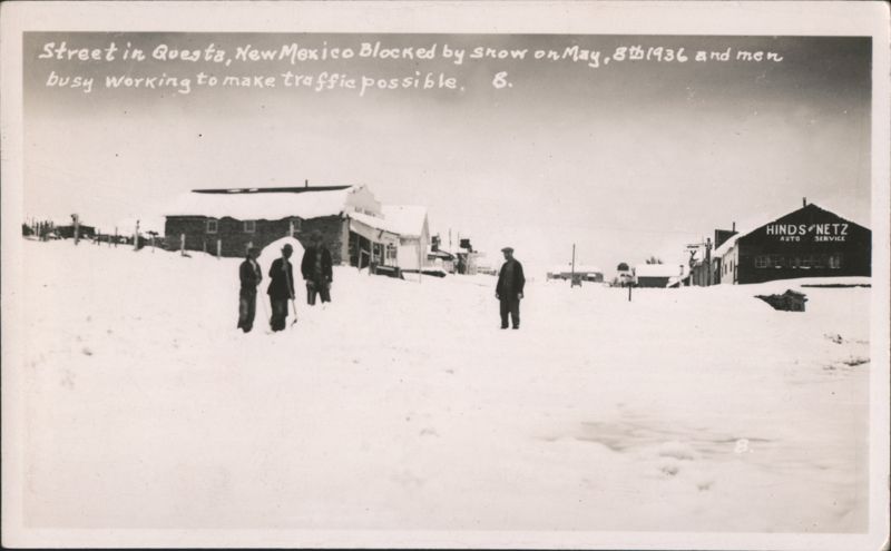 Street Blocked by Snow, Men Working, May 8, 1936
