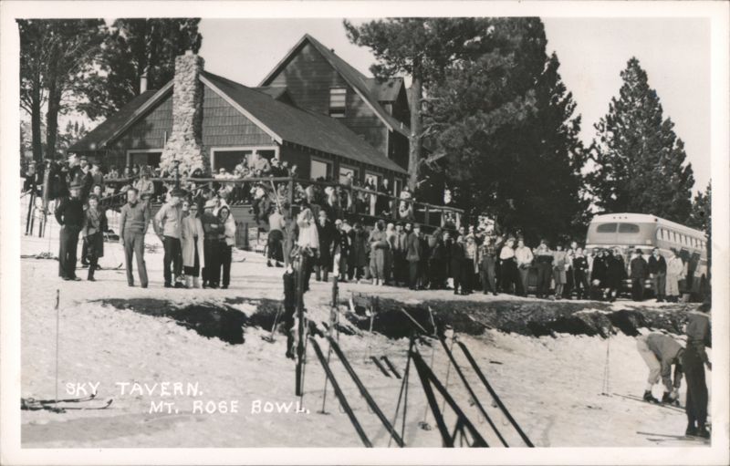 Skiers at Sky Tavern, Mt. Rose Bowl