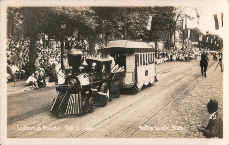 Centennial Parade Grand Trunk Grant Girl Train Float Battle Creek Michigan