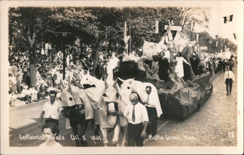 Centennial Parade Float, Battle Creek, MI - Oct. 5, 1931 Michigan