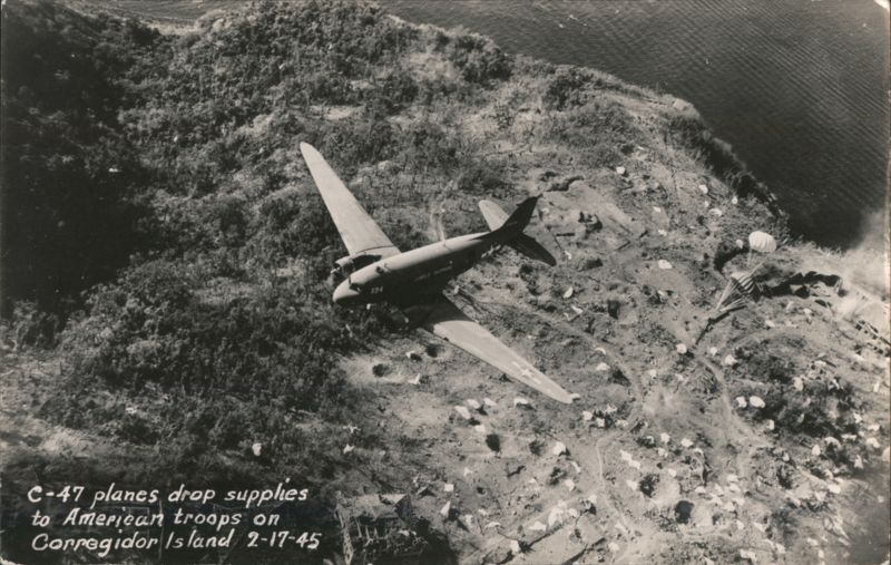 C-47 Planes Drop Supplies to American Troops, Corregidor Island