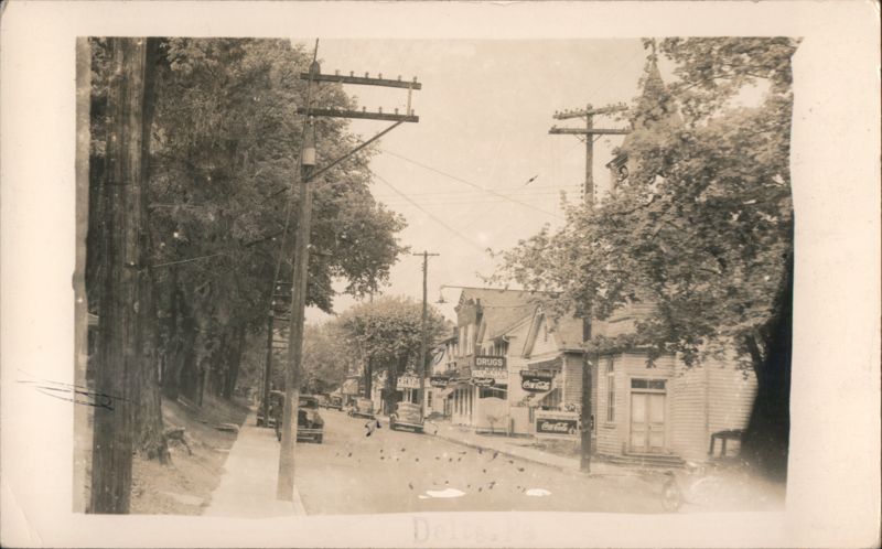 Delta, PA Main Street with Coca-Cola Signs, 1938 Pennsylvania