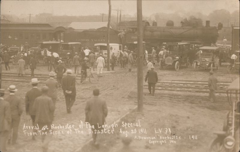 Lehigh Special Arrival in Rochester, Horse-Drawn Ambulances