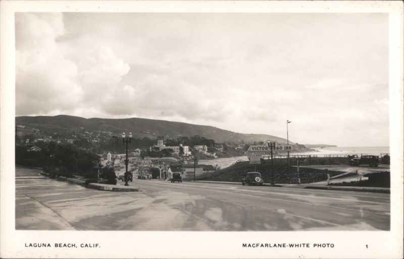 Laguna Beach Street Scene with Victoria Inn Sign California