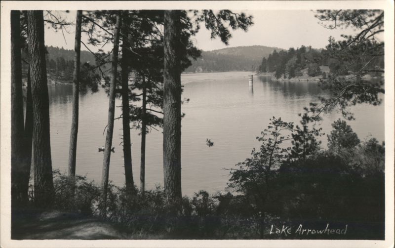 Lake Arrowhead with Trees and Mountains California