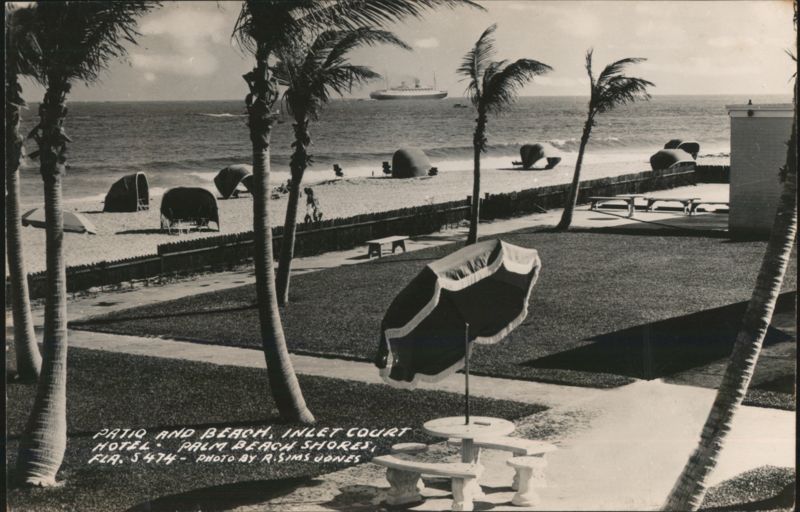 Patio and Beach, Inlet Court Hotel