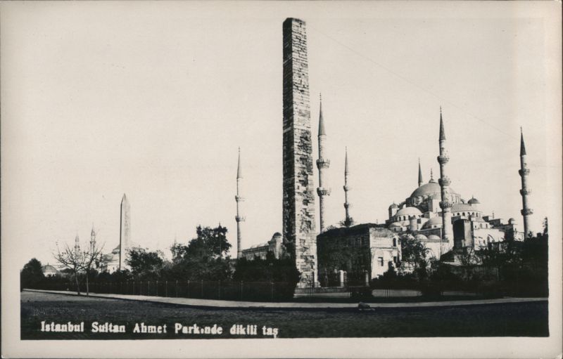 Istanbul Sultan Ahmet Park Obelisk and Blue Mosque