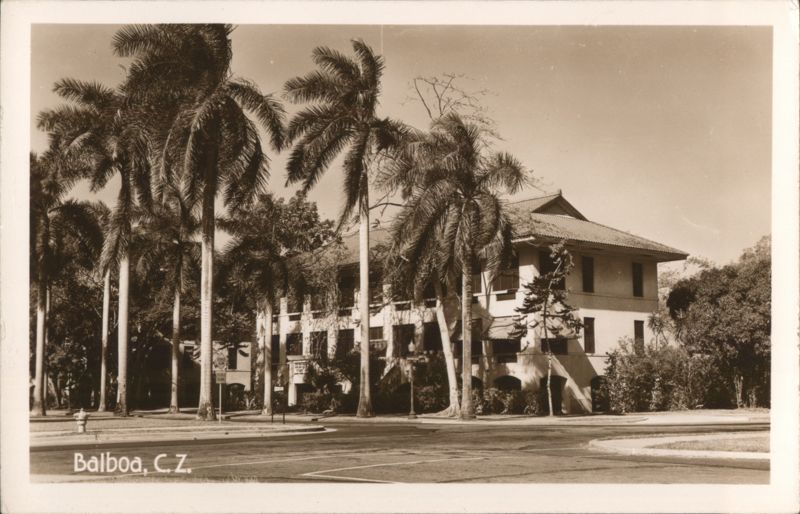 Balboa, C. Z. Building with Palm Trees Panama