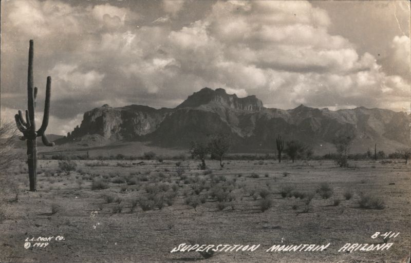 Superstition Mountain, AZ with Saguaro Cactus Arizona