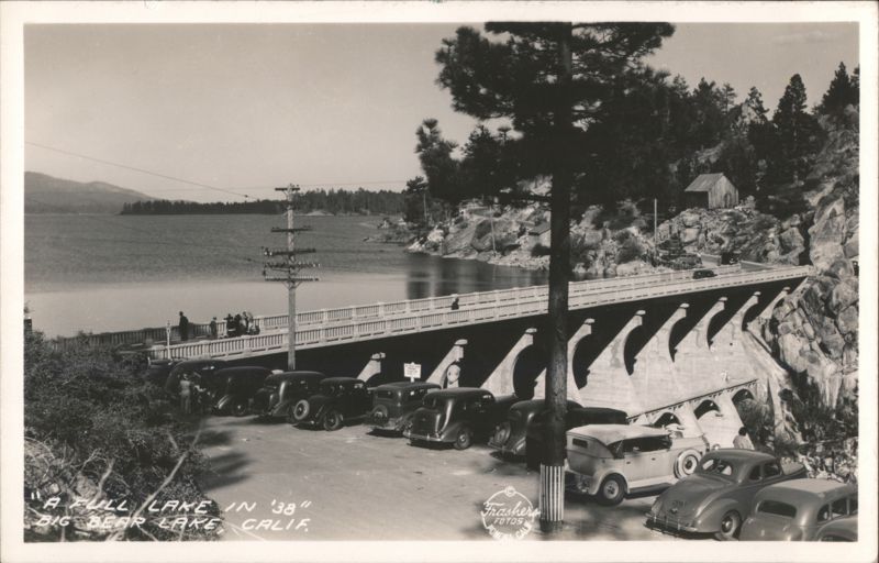 A Full Lake in '38, Big Bear Lake Dam, CA California