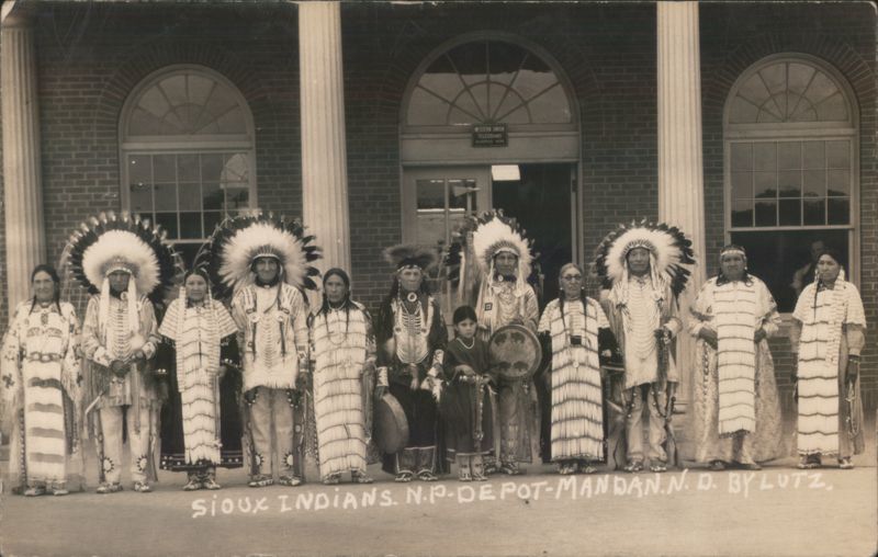 Sioux Indians at Northern Pacific Depot, Mandan, ND