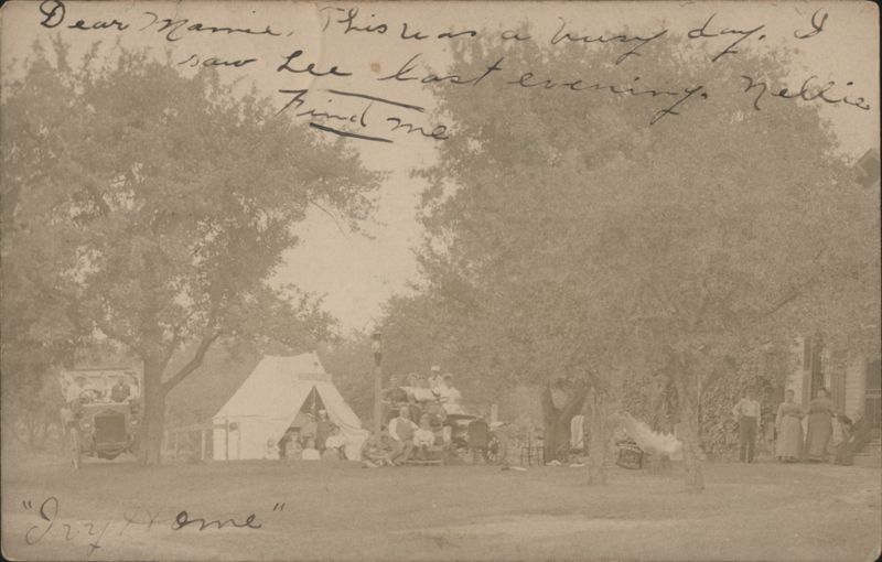 Busy Day Gathering, Tent, Car, Nellie's Message Irving New York