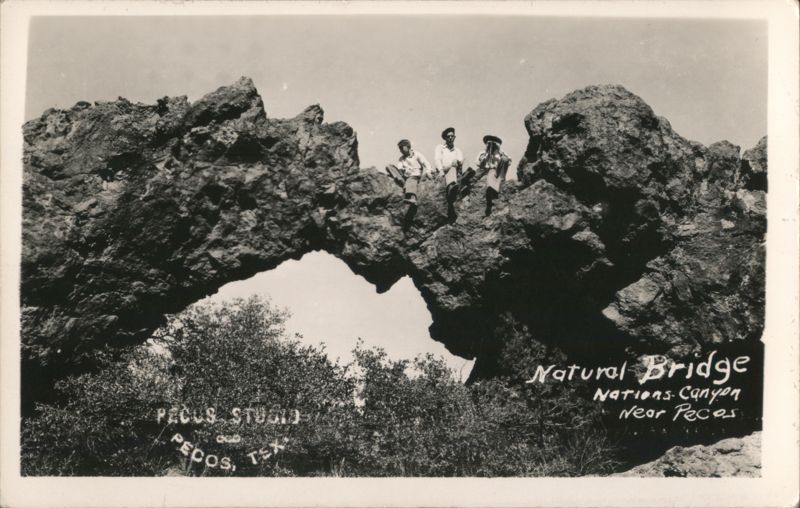 Natural Bridge Nations Canyon Near Pecos with People