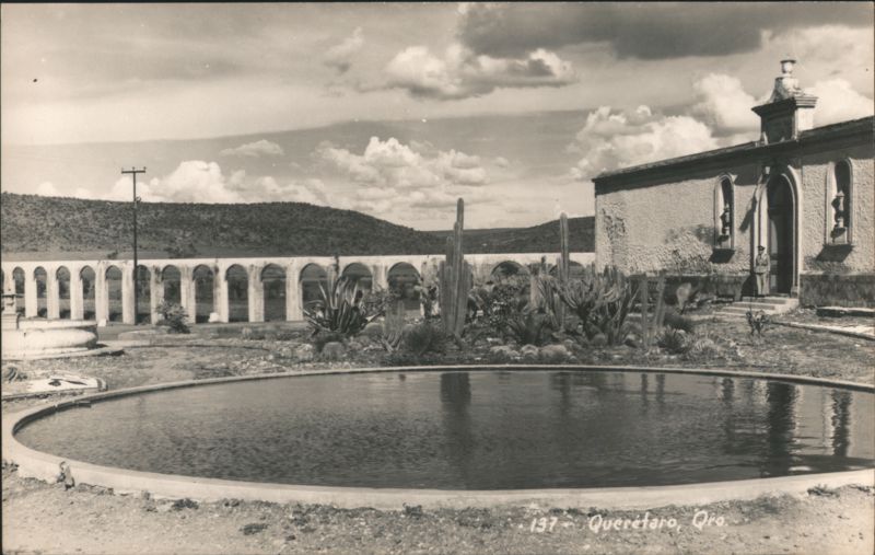 Querétaro Aqueduct, Chapel, Pond & Cacti