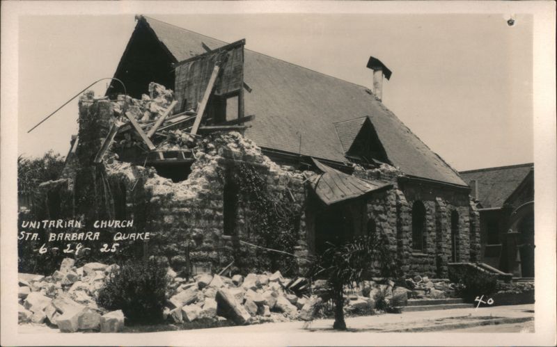 Unitarian Church Santa Barbara Quake Damage 1925