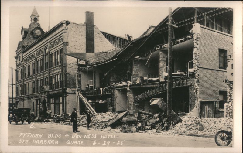 Fythian Bldg & Van Ness Hotel, Santa Barbara Earthquake 1925