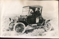 Man Driving Continental Oil Co. Car with Acetylene Headlights Original Photograph
