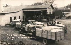 Cotton Gin Scene in Georgia Postcard