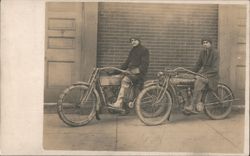 Two Men on Motorcycles Postcard
